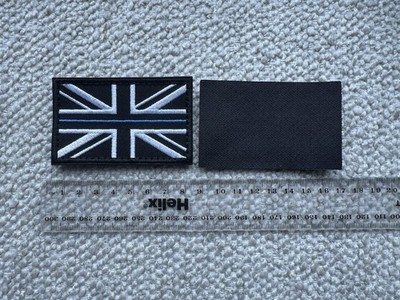 Thin Blue Line Union Jack Embroidered Patch-hook & Loop Backing Police UK