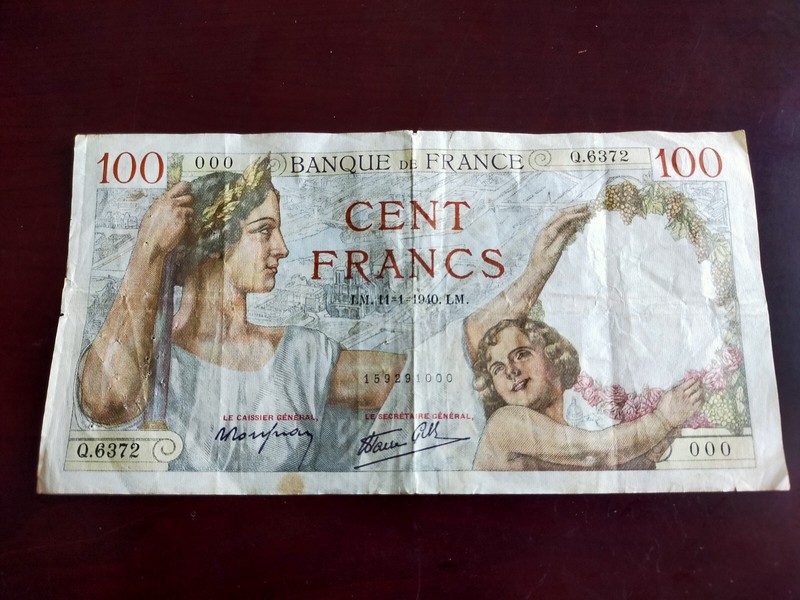 France Billet 100 Francs 11-1-1940 Type Sully Finissant Par 000