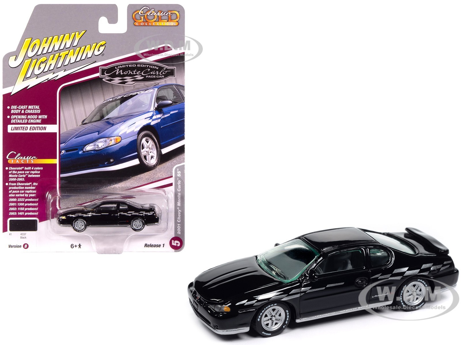 2001 CHEVROLET MONTE CARLO SS BLACK 1/64 BY JOHNNY LIGHTNING