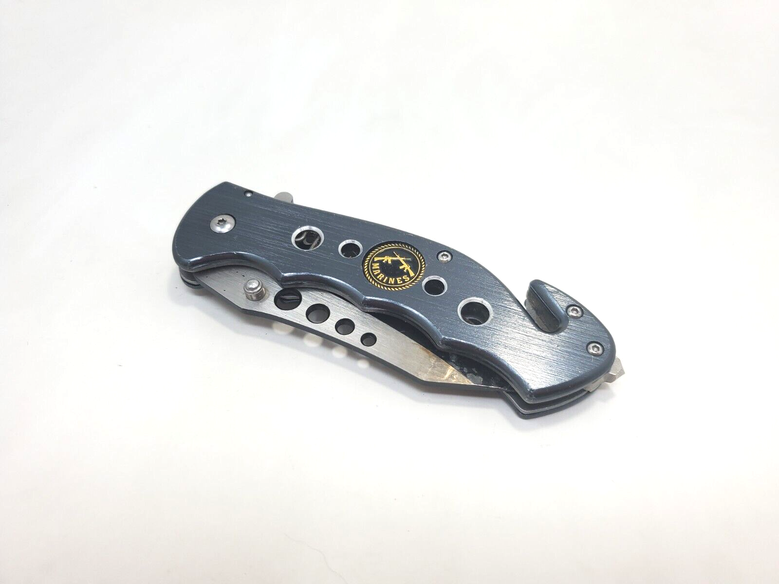 USMC Marines Tactical Folding Knife 3CR13 Steel Blade Seatbelt Cutter Glass Punc
