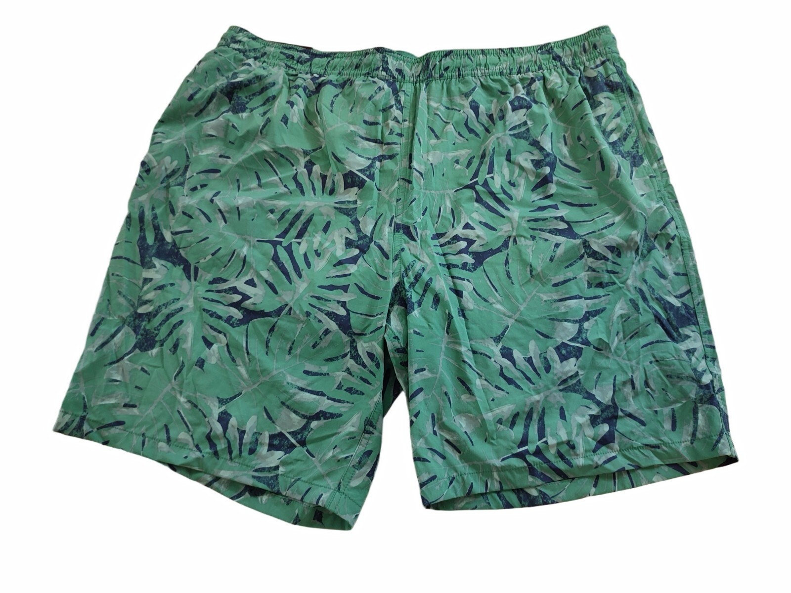 Mens Kirkland Signature Lined Stretch Swim Trunks Green Leaf Print XXL / 2XL