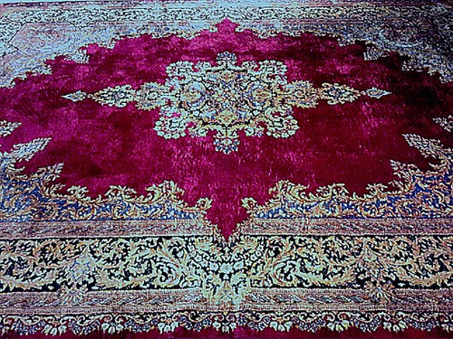 ANTIQUE KARASTAN MASTERPIECE KIRMAN RUG 10X14 WORSTED WOOL PATTERN 1005 RED.
