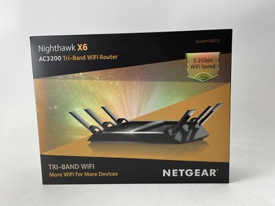 NEW NETGEAR Nighthawk X6 Smart Wi-Fi Router (R8000) AC3200 Tri-band WiFi Router.