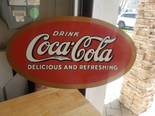 VINTAGE COCA COLA PORCELAIN SIGN COKE BEVERAGE ICE COLD SODA