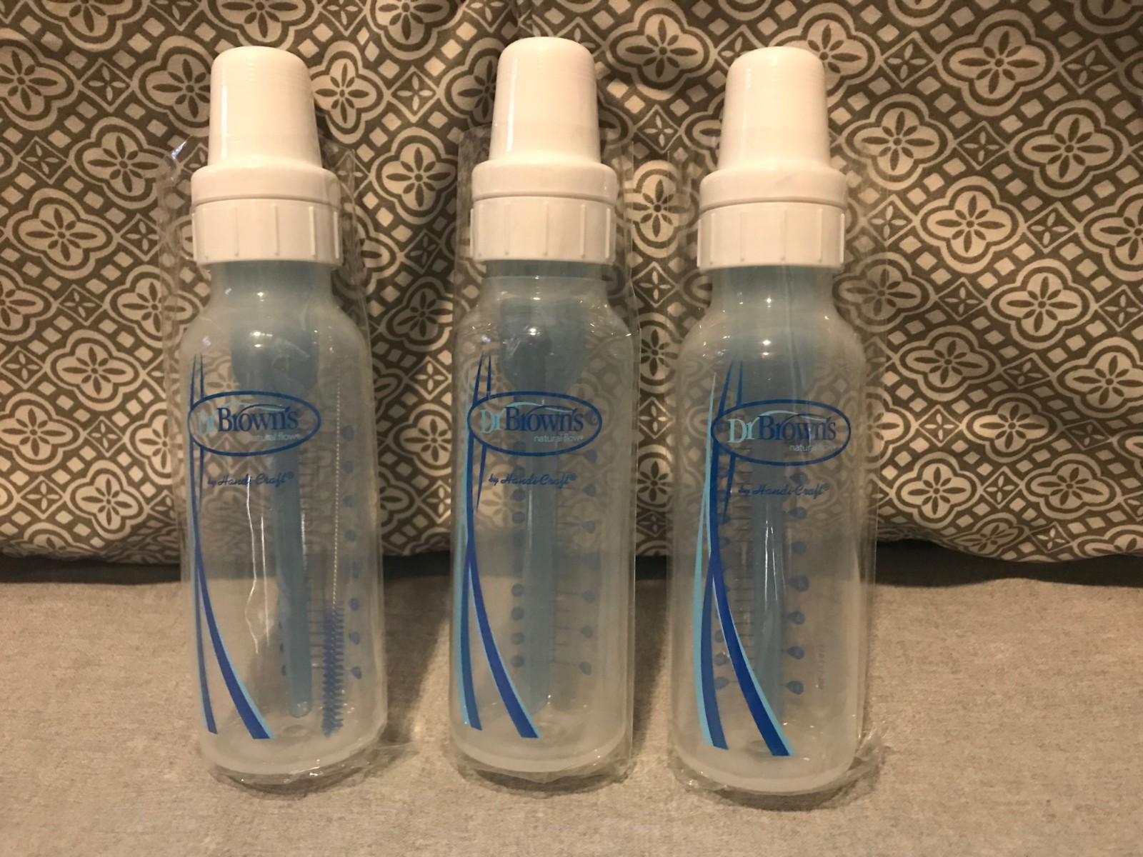 New 3 Pack Dr. Brown's 8 oz Baby Bottles Newborn Flow 0m+ Gift Set Blue