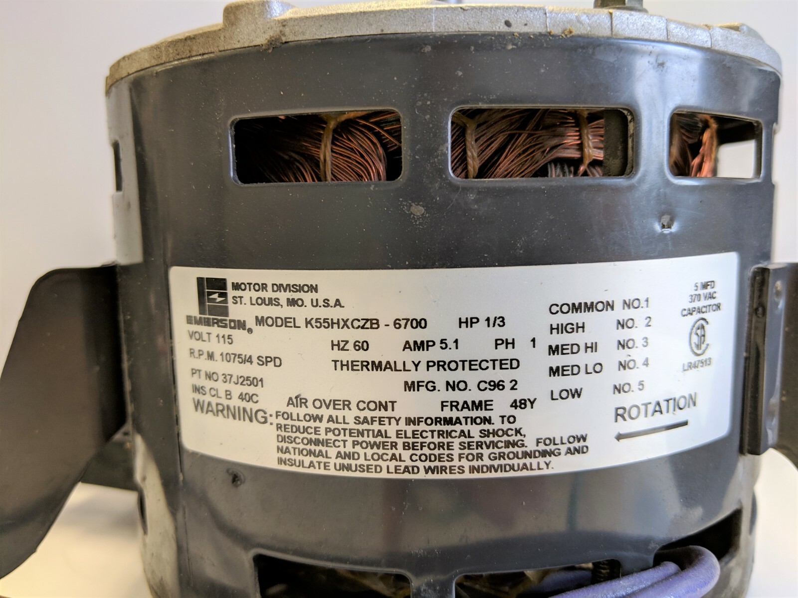 Packard Genteq Replm Blower Motor 1/3 HP 115v part# 43785 5KCP39HGP968BS-4.10MC