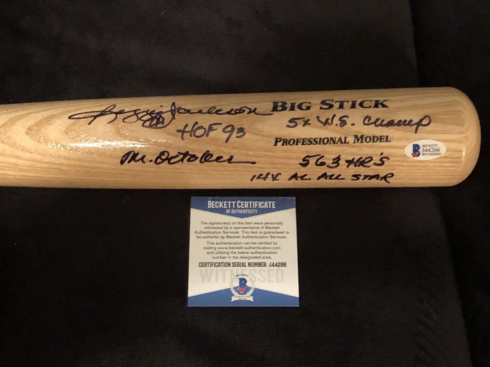 Reggie Jackson Signed Big Stick Bat 