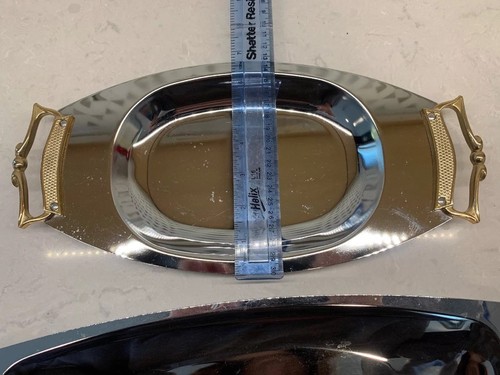 Vintage Kromex Serving Tray Lot of 2 Silver And Gold