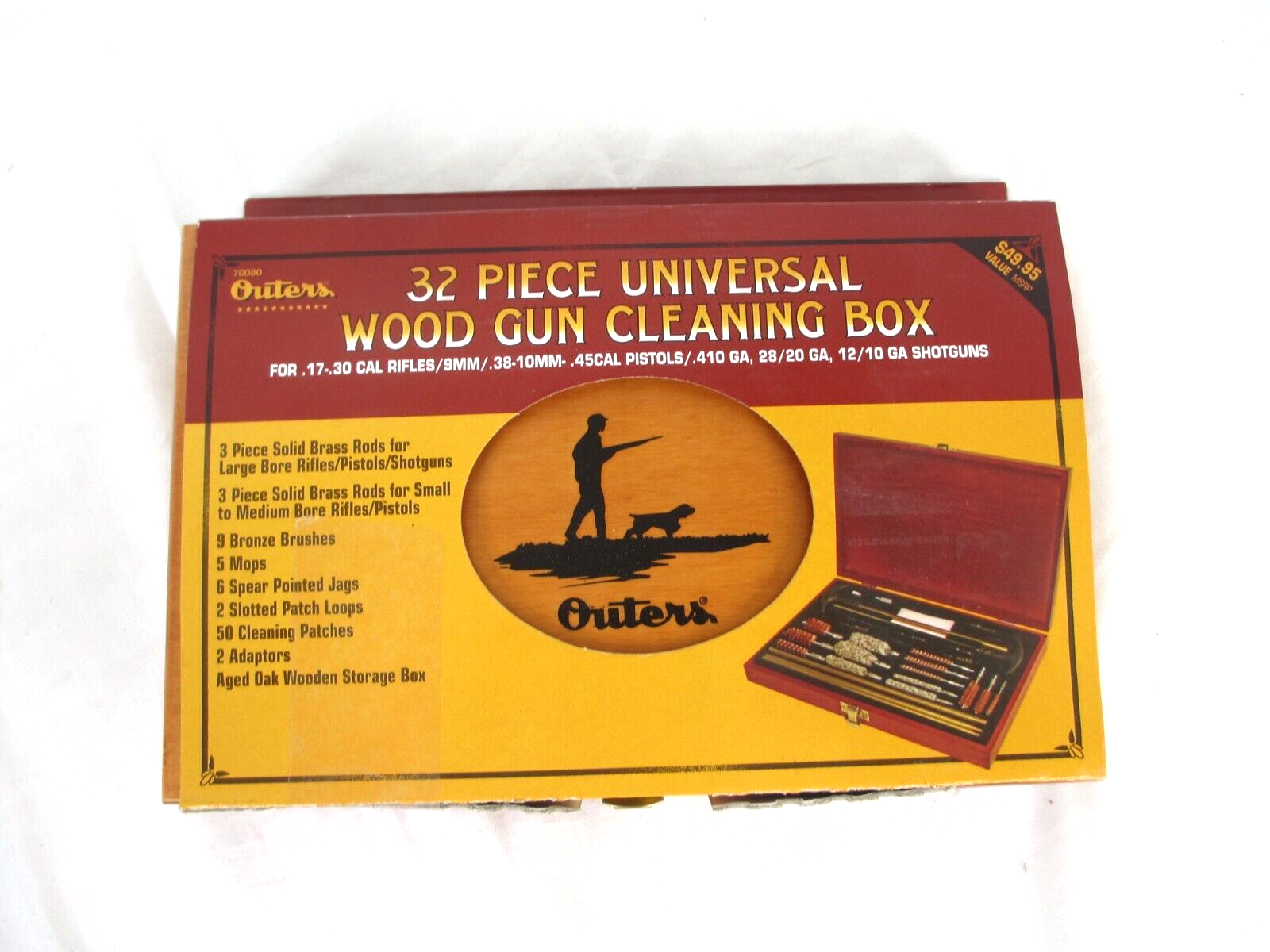 For Universal Gun Cleaning 32 Piece Wood Box Parts Organizer