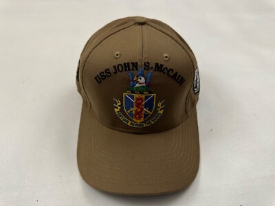 USS JOHN S McCAIN DDG 56 The Corps United States Beige Snapback Hat Cap One Size