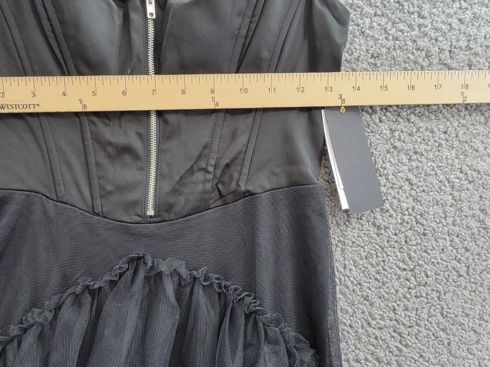 City Studio Corset Top Sweetheart-Neck Tiered-Mesh Gown Juniors' 3/4 Black Zip - Picture 5 of 17