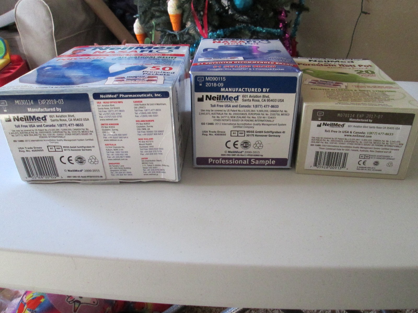 Neilmed Nasaflo Neti Pot Lot of 3 SEALED NEW NEVER OPENED Porcelain W/Packets