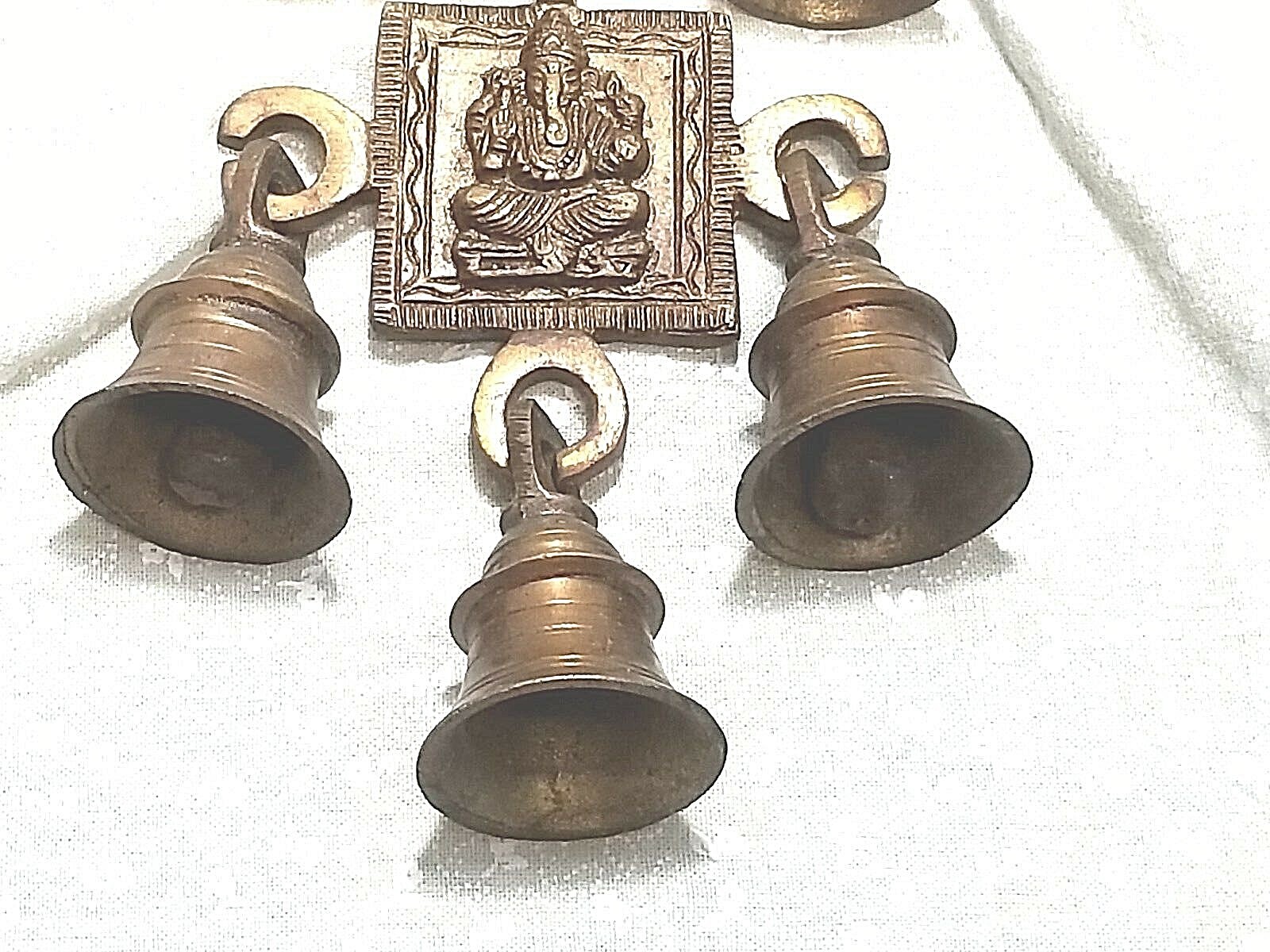 Vintage India Brass Gate Bell Featuring Ganesha 7 bells Total E5