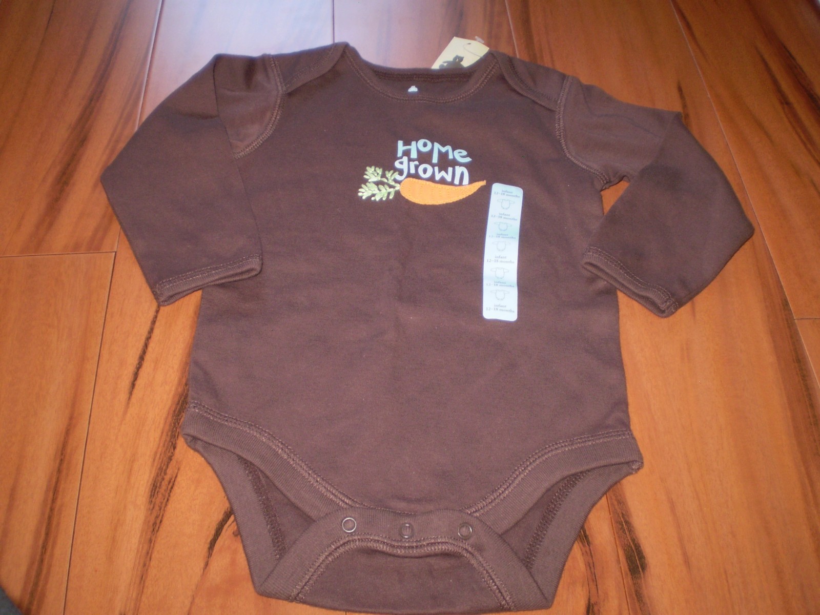 Baby Gap Boys Long Sleeve Bodysuit Shirt Size 12-18 Months Home Grown Carrots