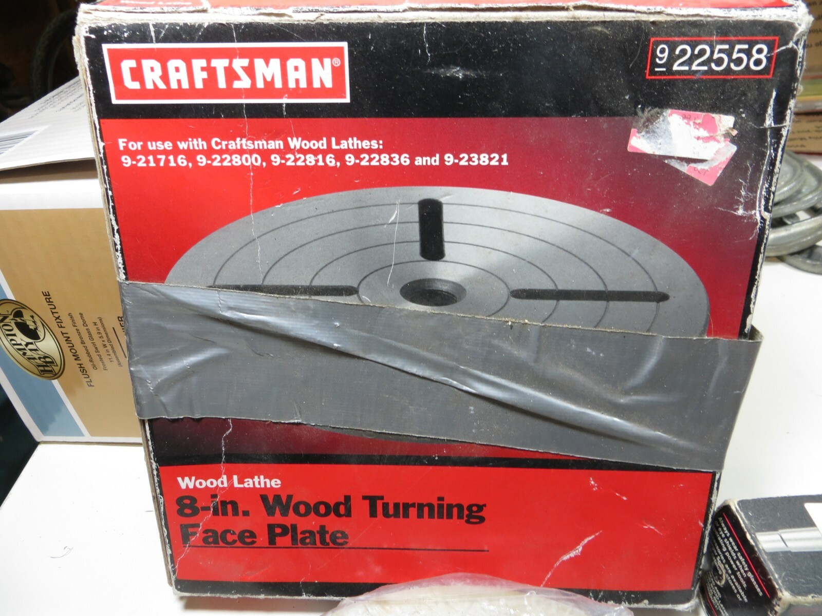 3 Craftsman Wood Lathe Accessories-Face Plate, Drill Chuck, and Live Center, New