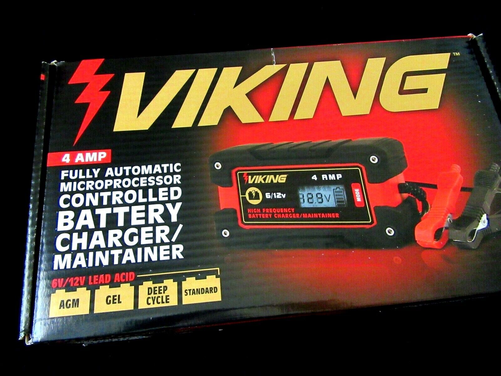 Viking 4 Amp, 6/12 Volt Battery Charger Automatic & Microprocessor