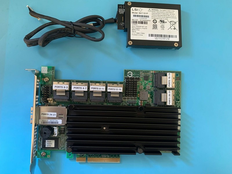 Lsi Megaraid Sas Sas9280-24i4e Sata/Sas Controller Card + Battery Ibbu08