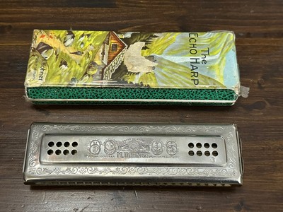 Vtg M. HOHNER THE ECHO HARP HARMONICA 56/96 M 2 KEY Antique 