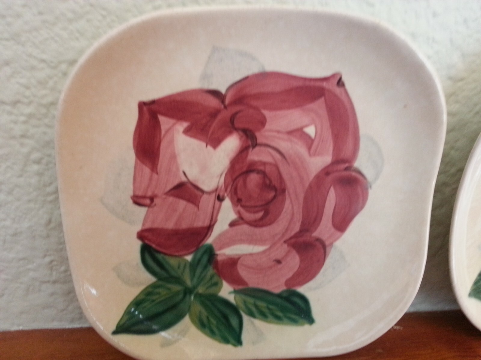 2 Vintage Red Wing Lexington Rose China Salad Plates, hand painted, collectible