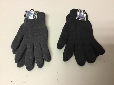 NWT Men's Zwear 80% Wool Gloves 2 Pair One Size Black / Grey
