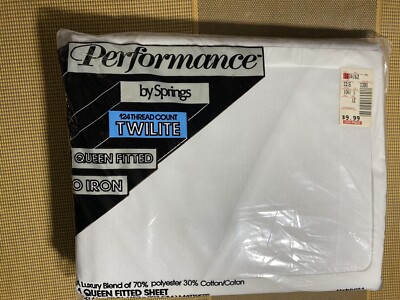 Vtg Performance By Springs Queen Fitted Sheet 124 Thread Count Twilite No Iron