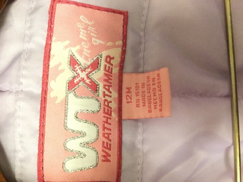 Wtx Weathertamer Size 12M Light Purple Coat. Girls C13
