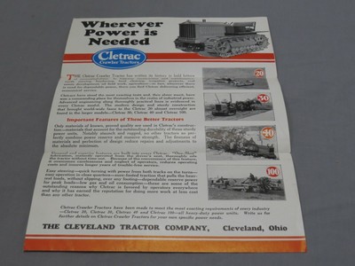 Vintage CLETRAC Crawler Tractor 20 30 40 100 sales Brochure Cleveland Tractor