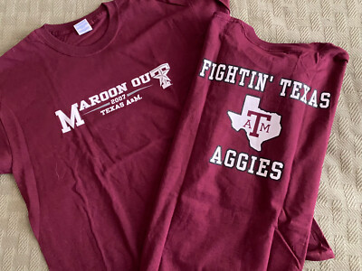 2 Unworn 2007 & 2003 Texas A&M Aggies Football Maroon Out Size Large T-shirt SEC