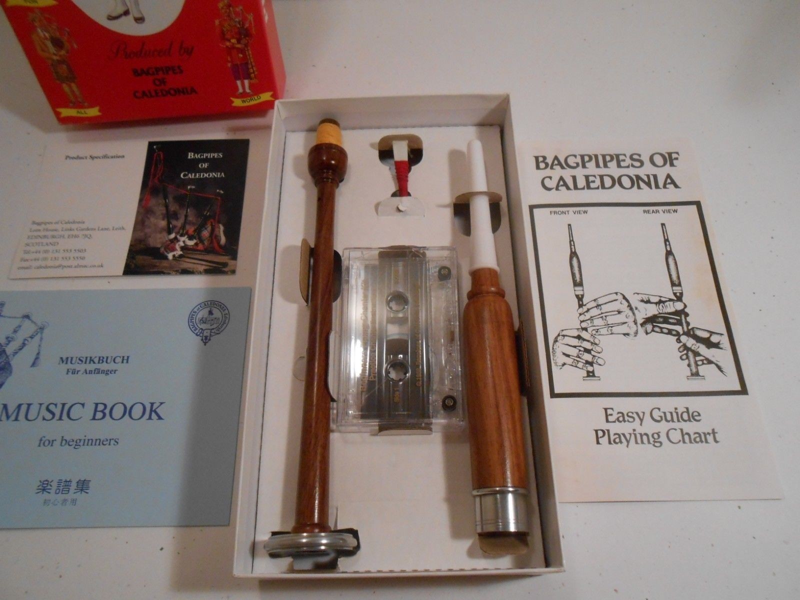 Bagpipes Of Caledonia Piping Chanter Kit Complete Learn To Play Music Wood
