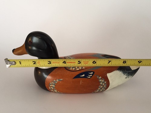 Wooden Mallard 4in Tall Duck Figure Hand Painted Wood Figurine Small Decoy Vtg