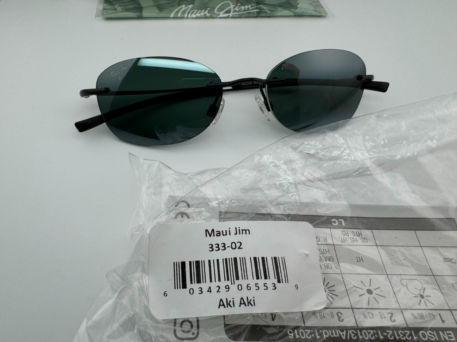 Pre-owned Maui Jim Aki Aki Mj 333-02 Black Neutral Grey Polarized Rimless Sunglasses