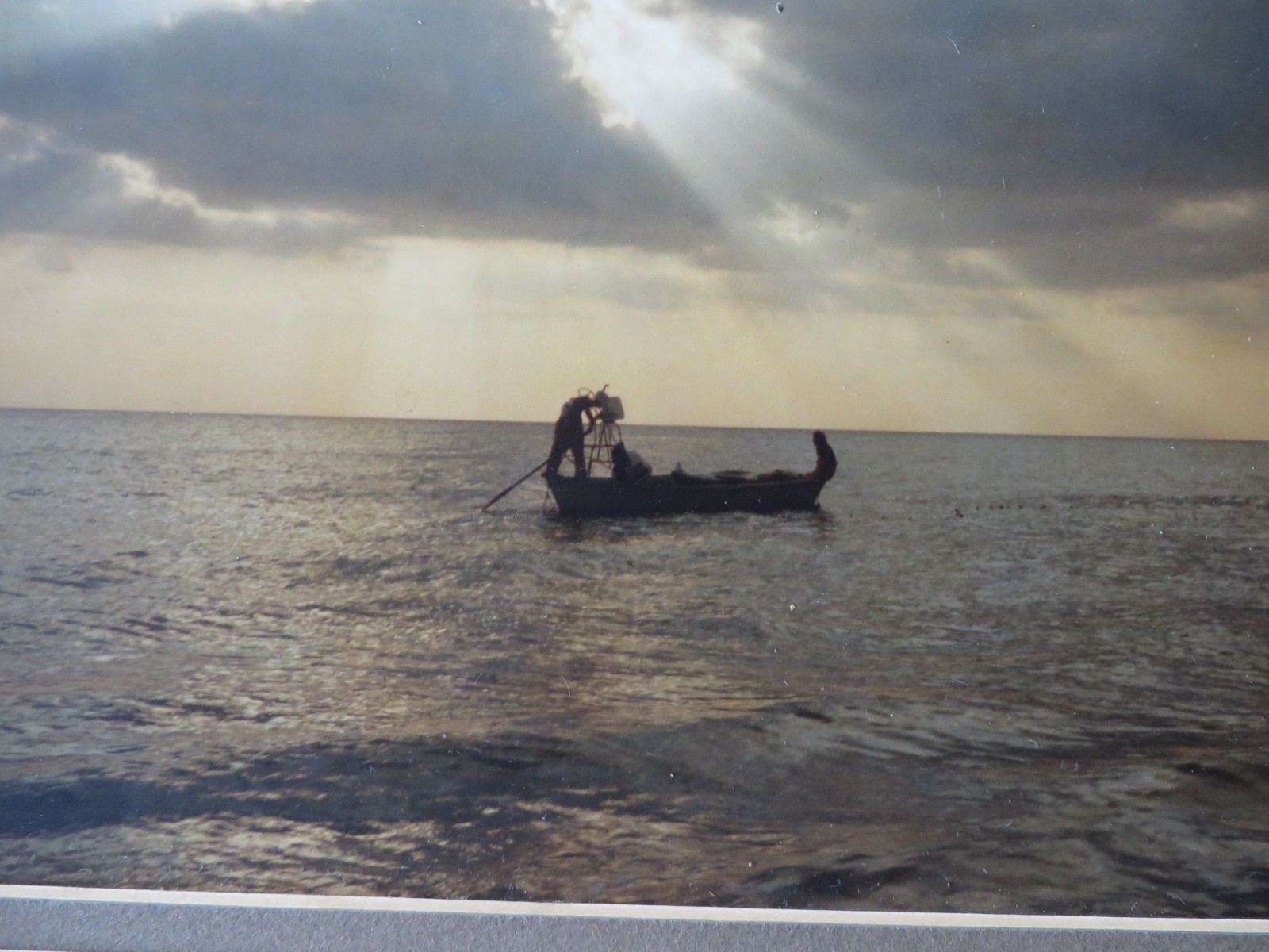 Art Gore Photograph Art Original Signed Natural Wood Frame Lake Boat Fisherman