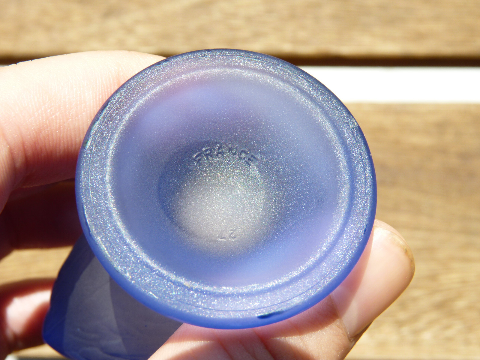 Antique Frosty Cobalt Blue Chicken Shaped Egg Cup Made In France