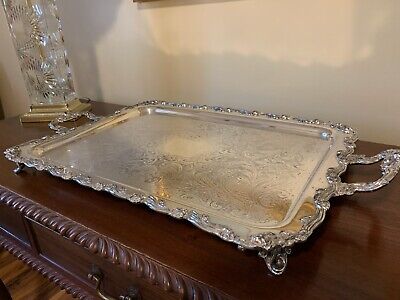 Platters Trays Silver On Copper Footed Serving
