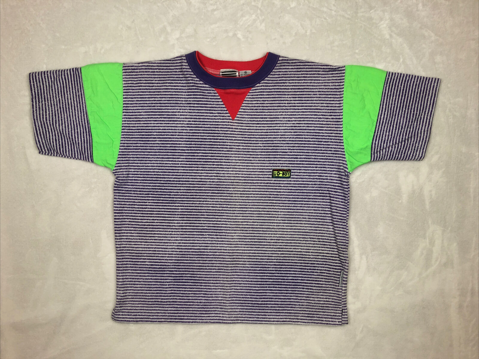 Vintage M 80s Byo Boy Neon Shirt Single Stitch Parachute Purpl...