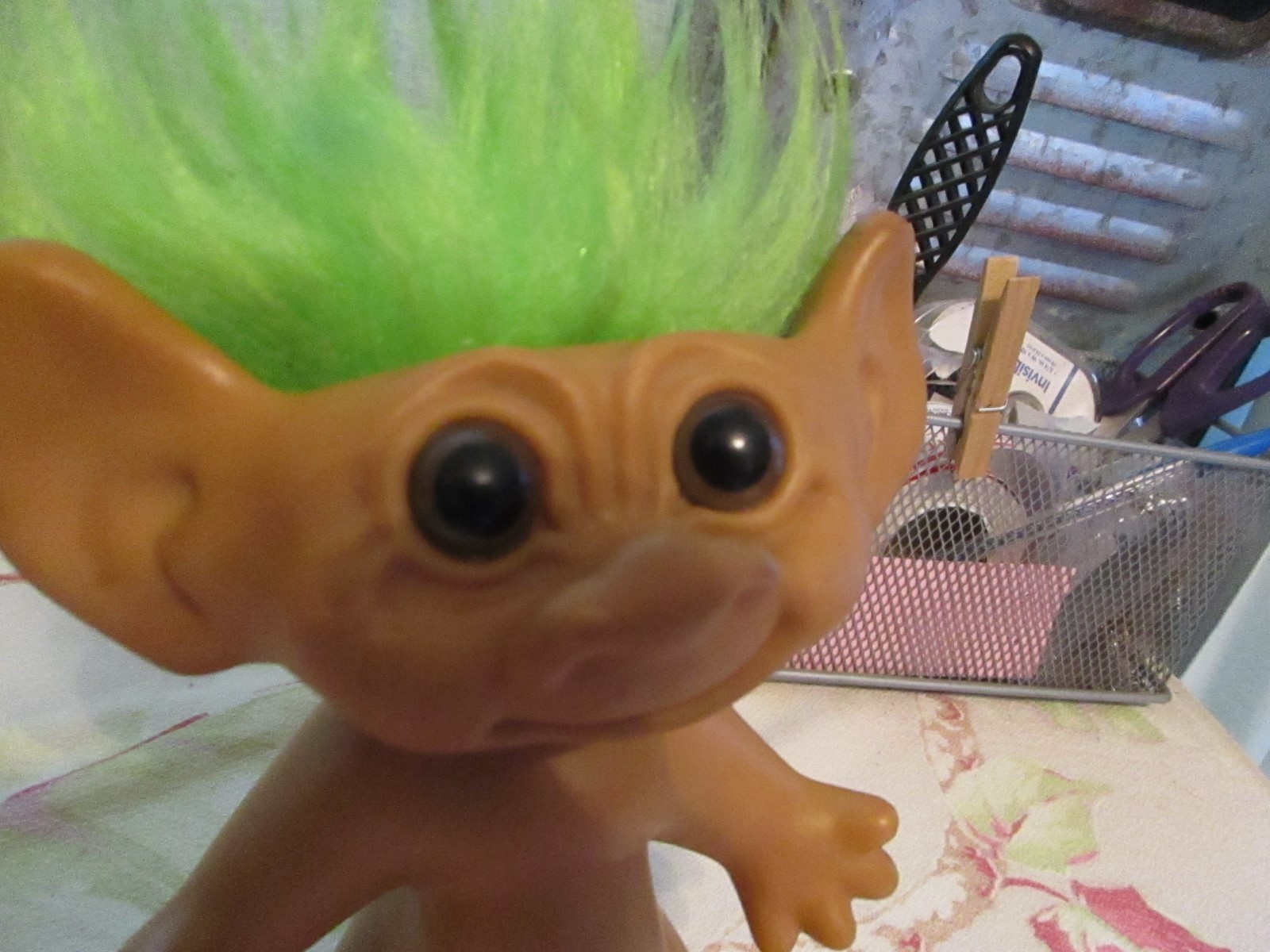 Vintage Troll Doll by UNEEDA Wishnik Green Hair 8