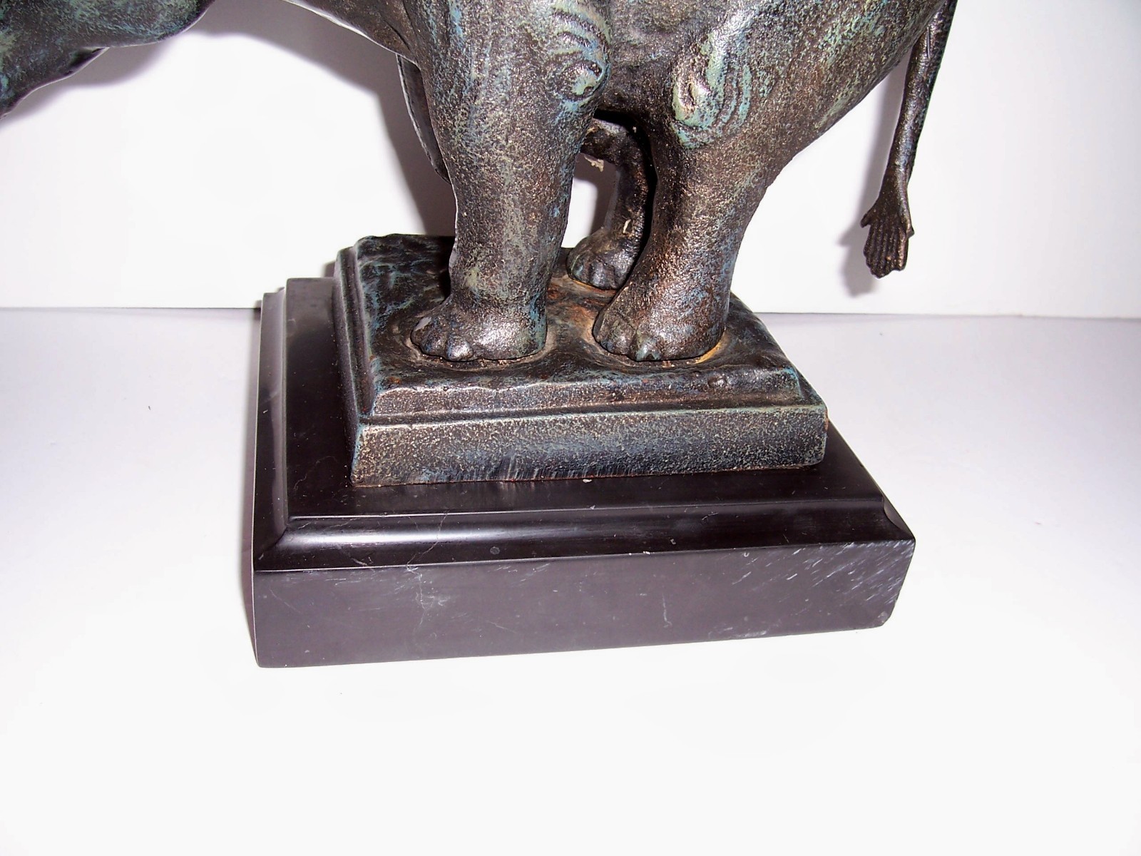 Vintage Bronze Figural Elephant Statue Sculpture Marble Base Art Deco Rare Pose