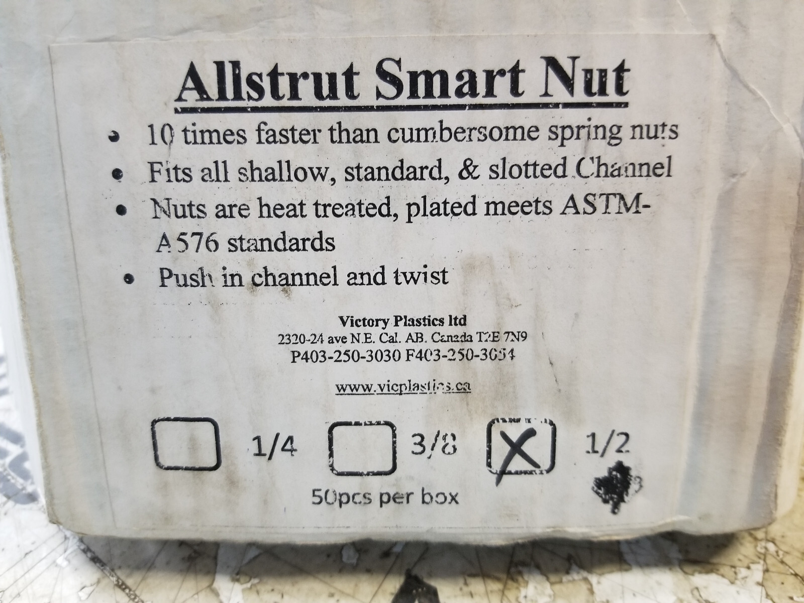 BOX OF 36PC AUSTRUT 1/2