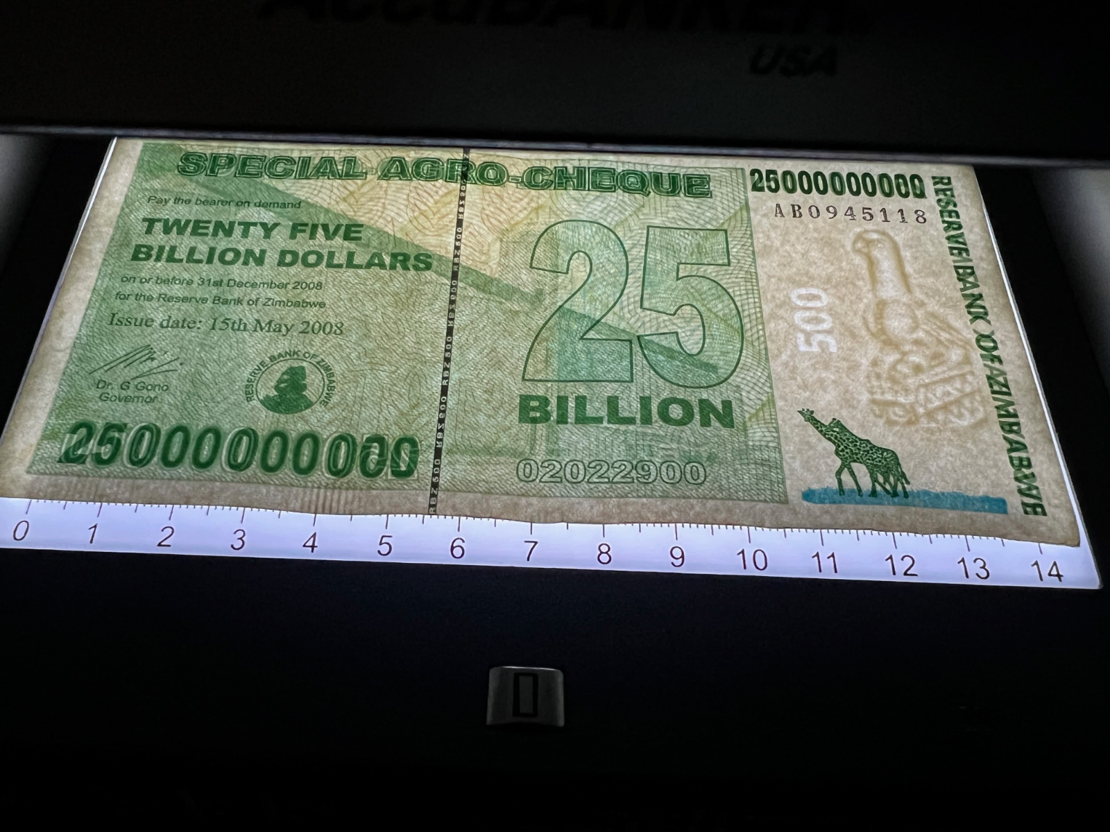 100x Zimbabwe 25 Billion Dollar Special Agro Cheque Bill Banknote - 2.5 Trillion