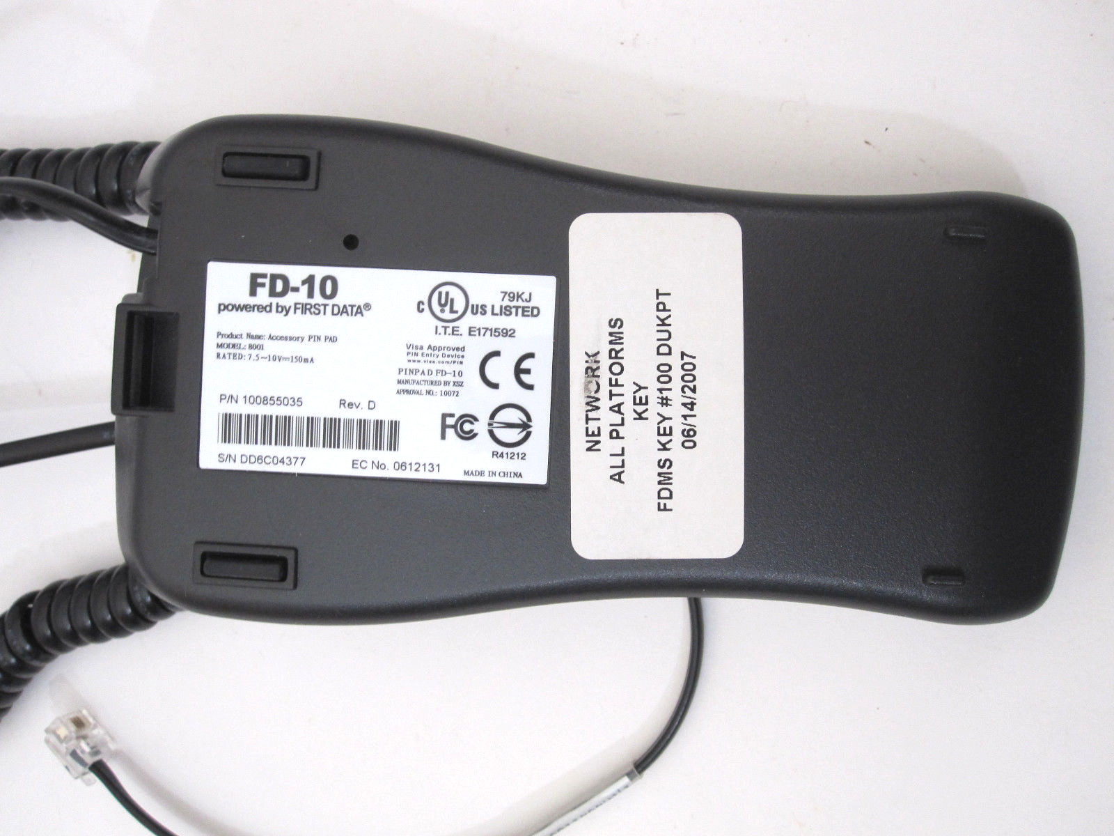 Preowned First Data FD-10 PINpad Pin Pad POS Credit Card Keypad Terminal AS-IS