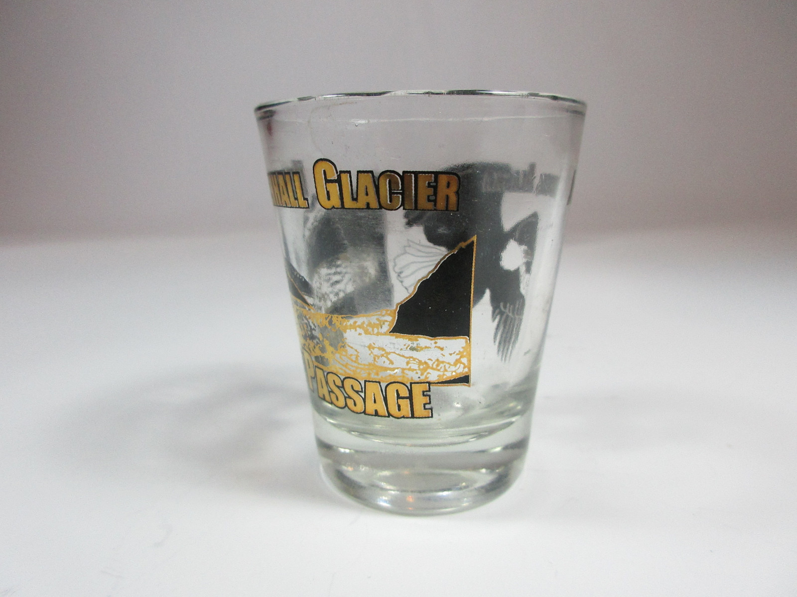 VINTAGE JUNO ALASKA MENDENHALL GLACIER SOUVENIR SHOT-GLASS RETRO DECOR BAR-WARE