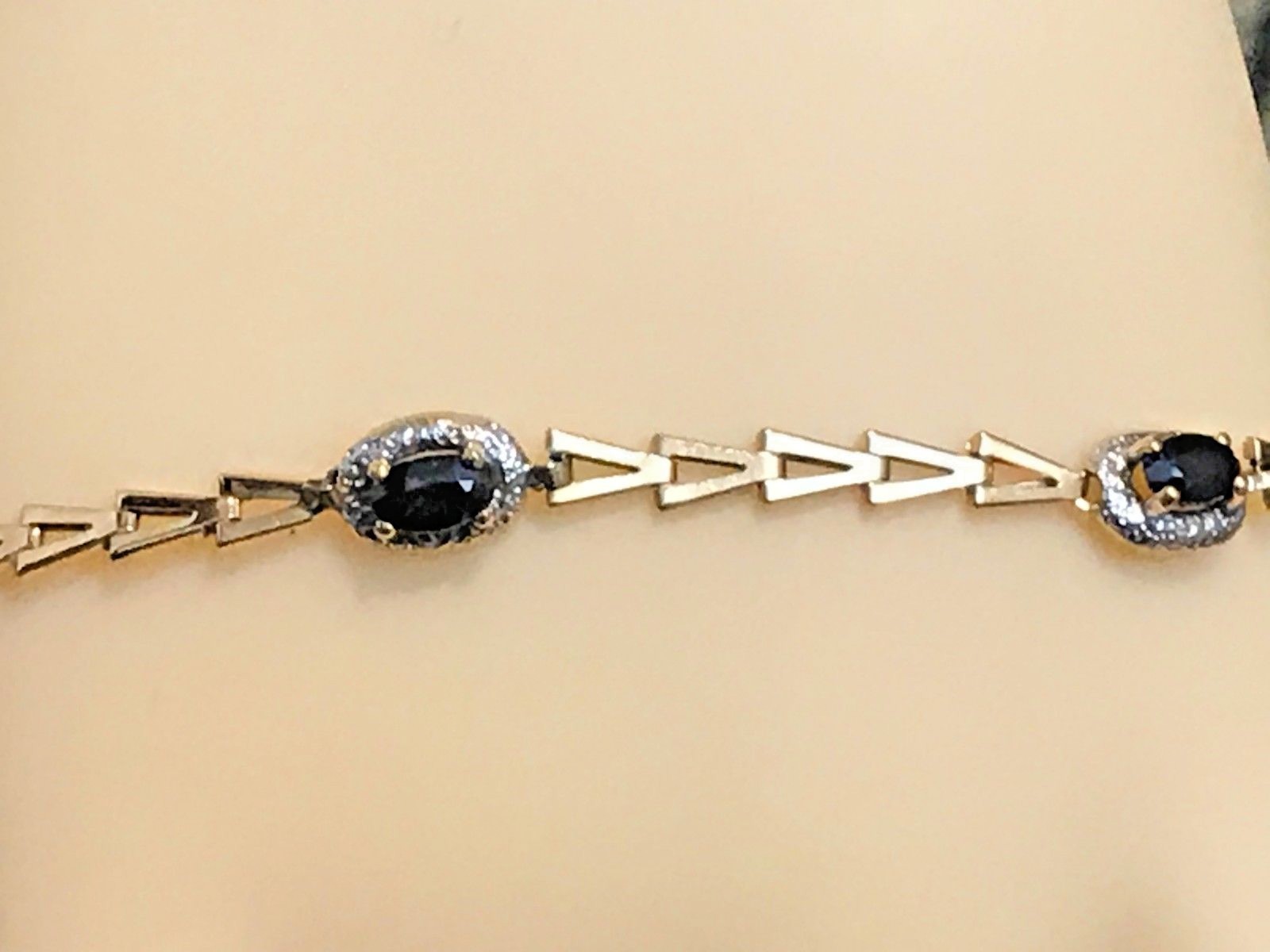 10K SOLID YELLOW GOLD AND 1.0 CARAT NATURAL SAPPHIRE BRACELET + GIFT BOX