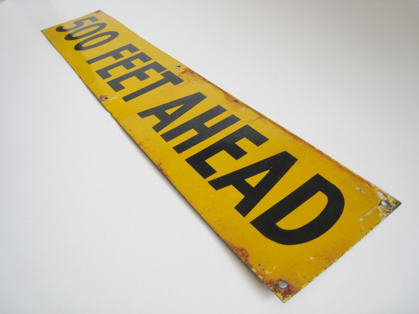 Vintage Automobile Metal Street Sign 500 Feet Ahead Car Truck Auto Bus