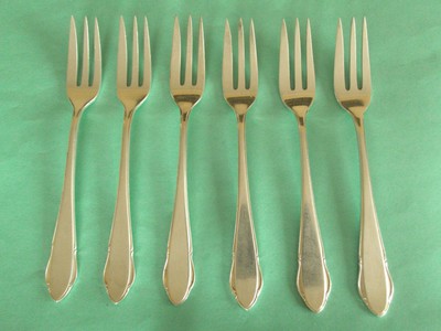 WMF  2900  6 Kuchengabeln   15,5 cm  90er Silber ##