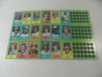 5A-8 1981 Topps Scratch-Off baseball cards unscratched 3 card panel X6 panels