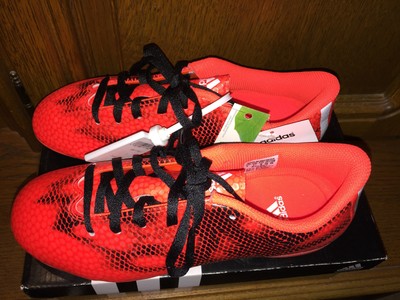 NIB ADIDAS F5 FXG JR. FIRM GROUND SOCCER CLEATS, M29590, Solar Red, MSRP $44.99