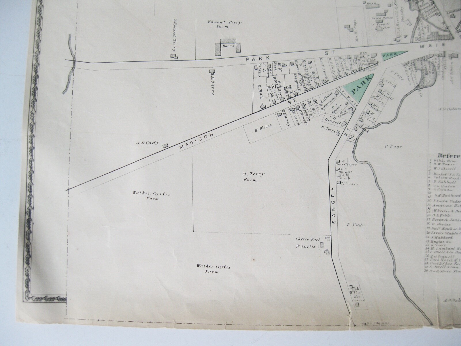 Vintage 1874 Map – Waterville in Oneida County, NY
