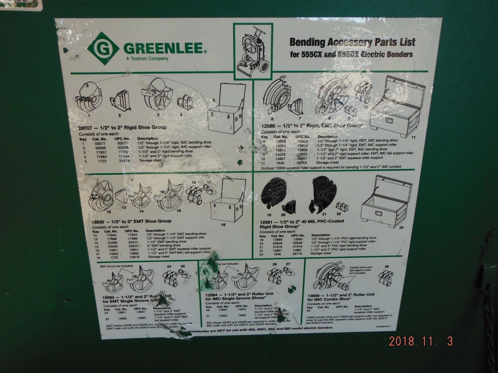 Greenlee 555CX  2 Shoe Groups EMT & IMC-RMC Redlands , CA