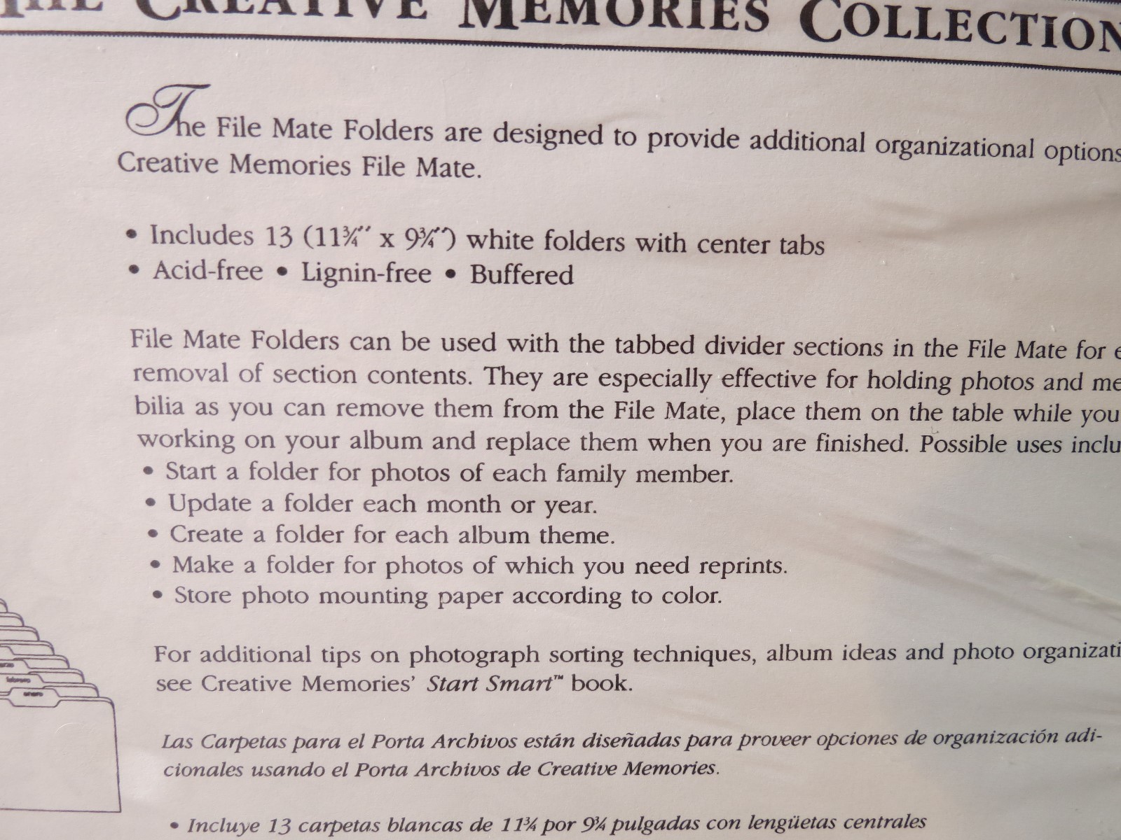 NEW Sealed Package of Creative Memories File Mate Folders - 13 Folders White