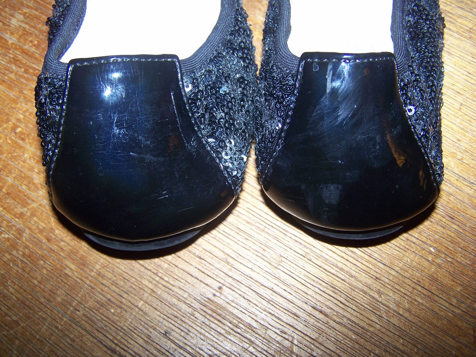 PRIMIGI BLACK PATENT LEATHER SILVER SEQUIN BALLET FLATS SHOES. 36.